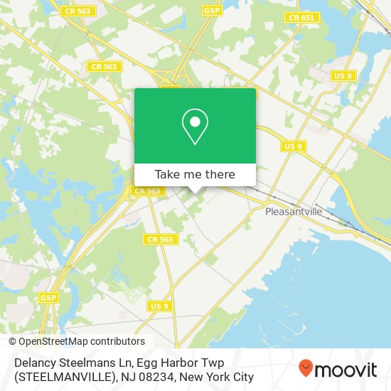 Mapa de Delancy Steelmans Ln, Egg Harbor Twp (STEELMANVILLE), NJ 08234