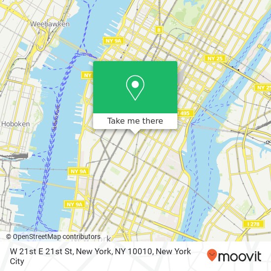 Mapa de W 21st E 21st St, New York, NY 10010