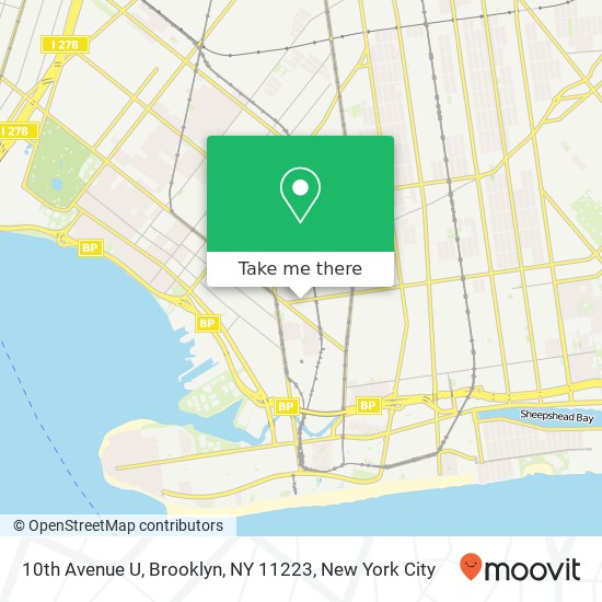 Mapa de 10th Avenue U, Brooklyn, NY 11223