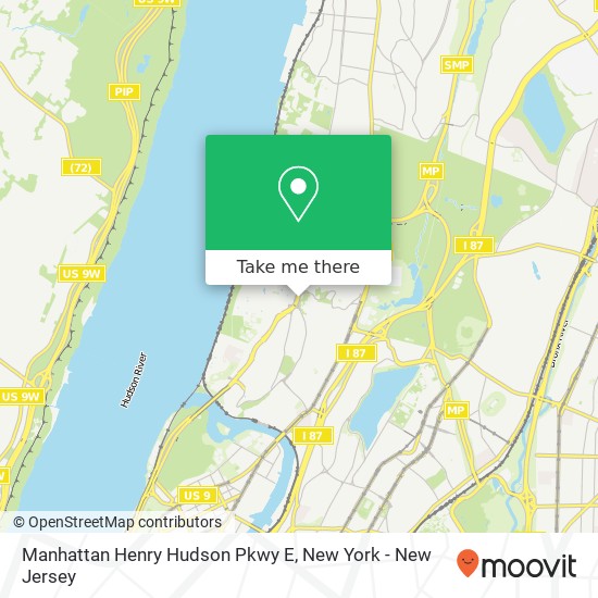 Manhattan Henry Hudson Pkwy E map