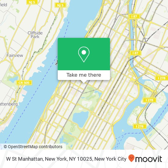 W St Manhattan, New York, NY 10025 map