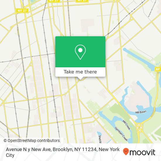 Mapa de Avenue N y New Ave, Brooklyn, NY 11234