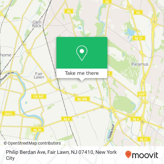 Mapa de Philip Berdan Ave, Fair Lawn, NJ 07410