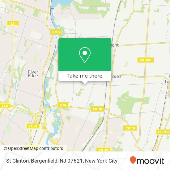 Mapa de St Clinton, Bergenfield, NJ 07621