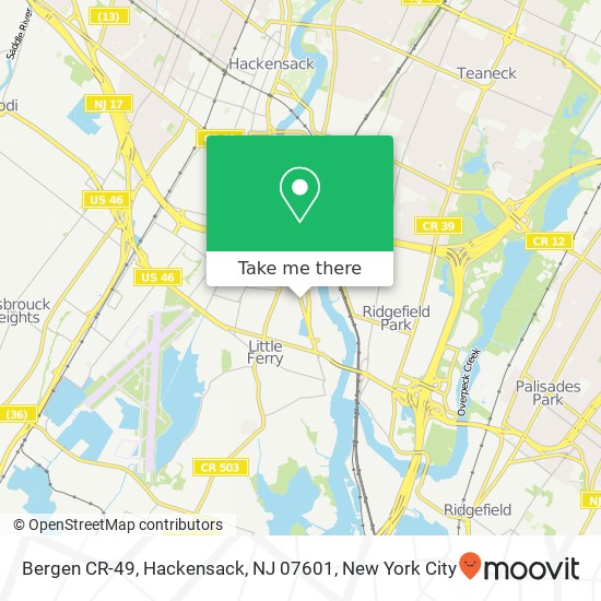 Mapa de Bergen CR-49, Hackensack, NJ 07601