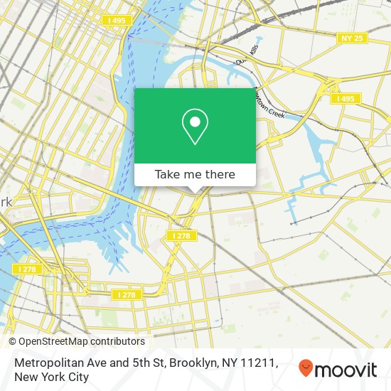 Mapa de Metropolitan Ave and 5th St, Brooklyn, NY 11211