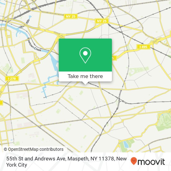 Mapa de 55th St and Andrews Ave, Maspeth, NY 11378