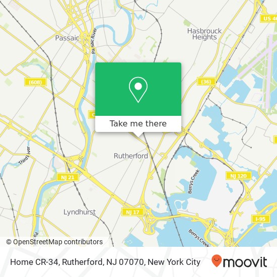 Mapa de Home CR-34, Rutherford, NJ 07070