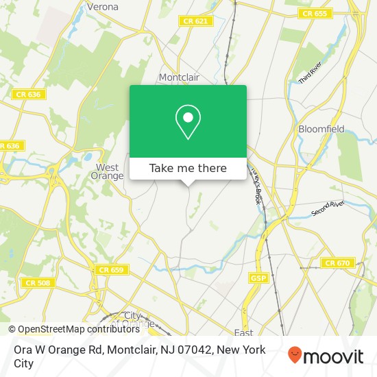 Mapa de Ora W Orange Rd, Montclair, NJ 07042