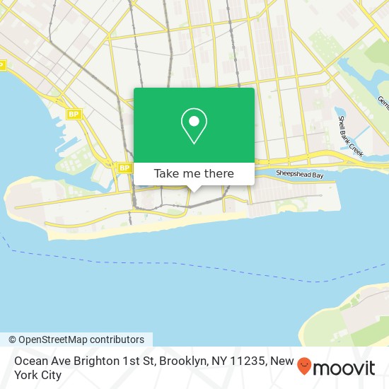 Mapa de Ocean Ave Brighton 1st St, Brooklyn, NY 11235