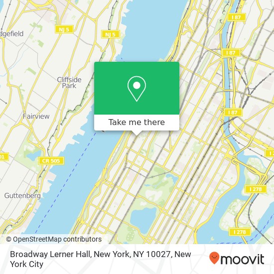 Mapa de Broadway Lerner Hall, New York, NY 10027