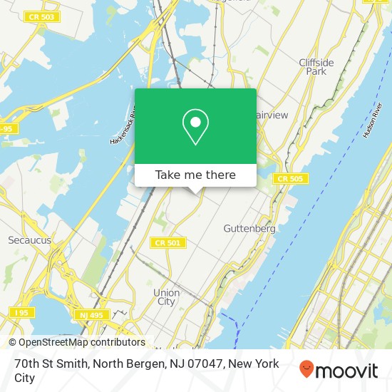 Mapa de 70th St Smith, North Bergen, NJ 07047