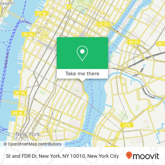 Mapa de St and FDR Dr, New York, NY 10010