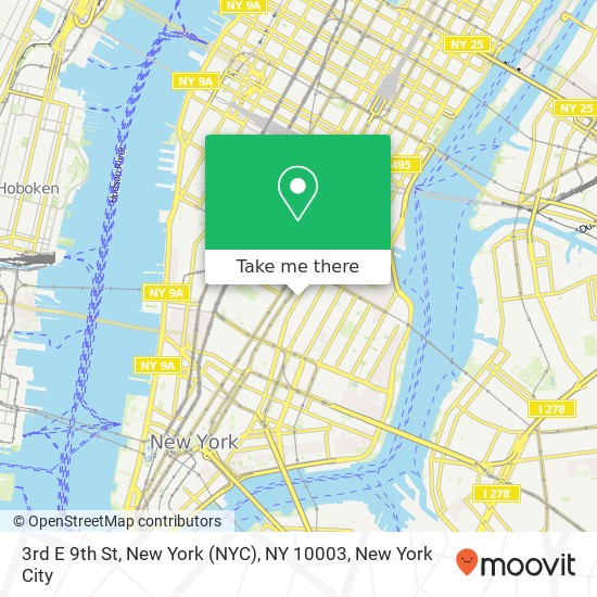 3rd E 9th St, New York (NYC), NY 10003 map