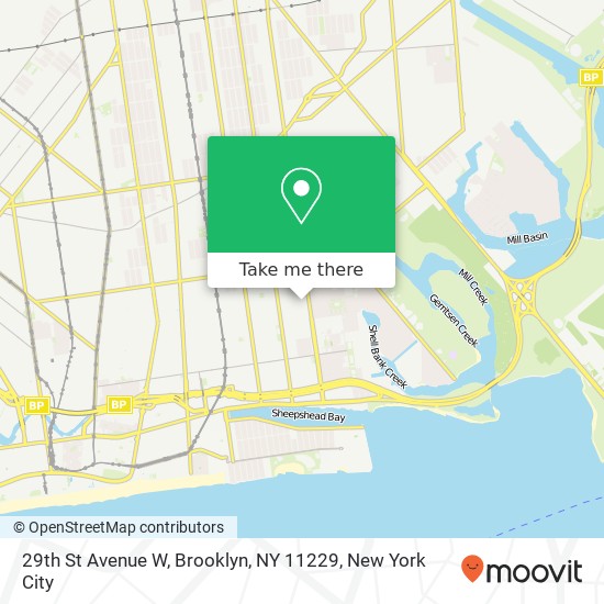 Mapa de 29th St Avenue W, Brooklyn, NY 11229