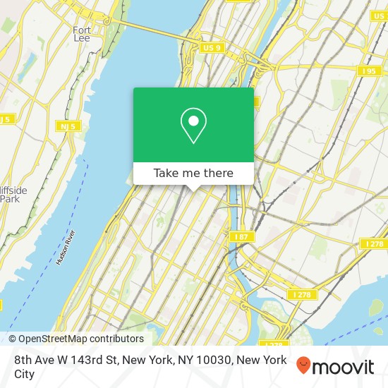 Mapa de 8th Ave W 143rd St, New York, NY 10030