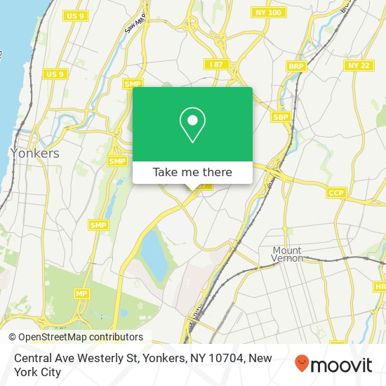 Mapa de Central Ave Westerly St, Yonkers, NY 10704