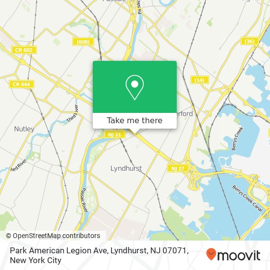 Mapa de Park American Legion Ave, Lyndhurst, NJ 07071