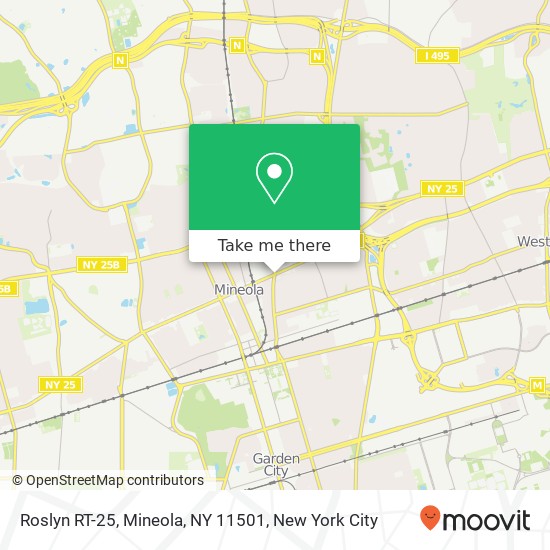 Mapa de Roslyn RT-25, Mineola, NY 11501