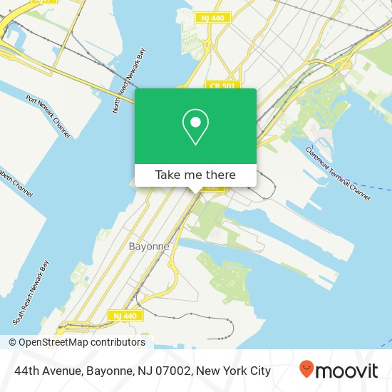 Mapa de 44th Avenue, Bayonne, NJ 07002