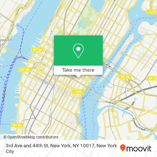 Mapa de 3rd Ave and 44th St, New York, NY 10017