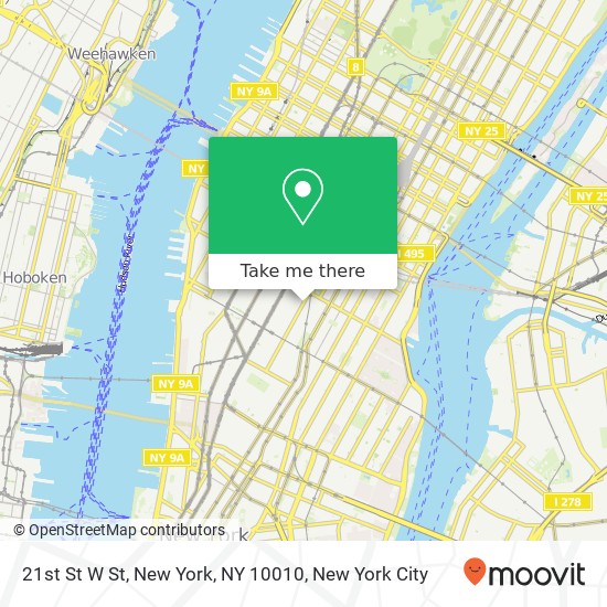 21st St W St, New York, NY 10010 map