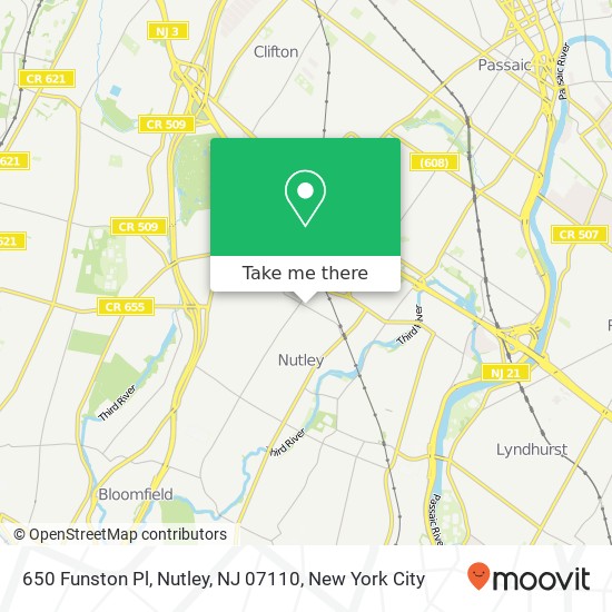 Mapa de 650 Funston Pl, Nutley, NJ 07110