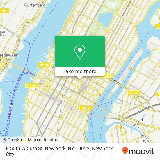 E 50th W 50th St, New York, NY 10022 map