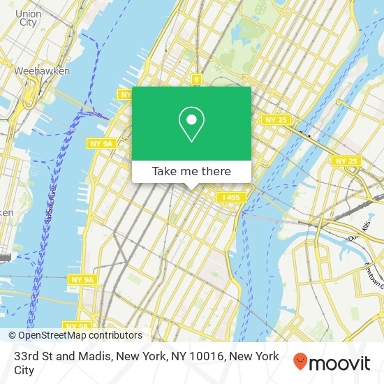 33rd St and Madis, New York, NY 10016 map