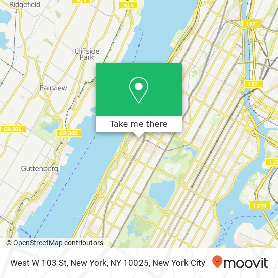 Mapa de West W 103 St, New York, NY 10025