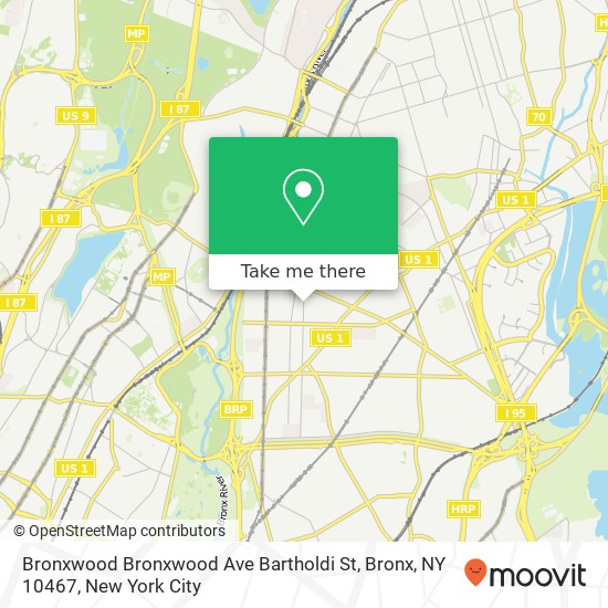 Mapa de Bronxwood Bronxwood Ave Bartholdi St, Bronx, NY 10467