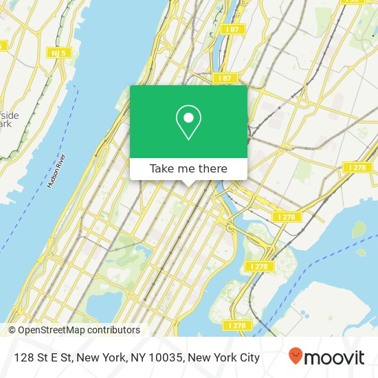 Mapa de 128 St E St, New York, NY 10035