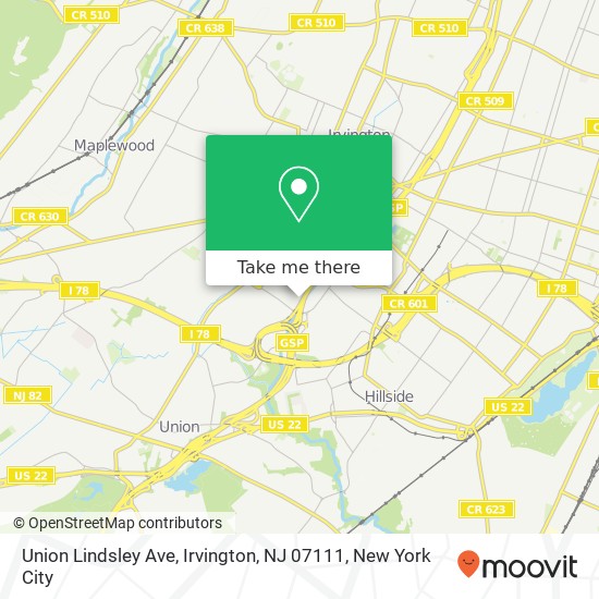 Union Lindsley Ave, Irvington, NJ 07111 map