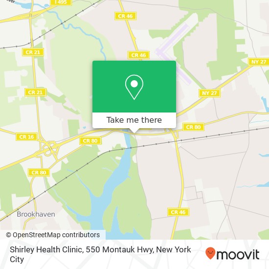 Mapa de Shirley Health Clinic, 550 Montauk Hwy