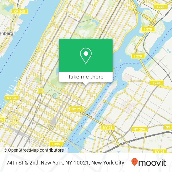 74th St & 2nd, New York, NY 10021 map