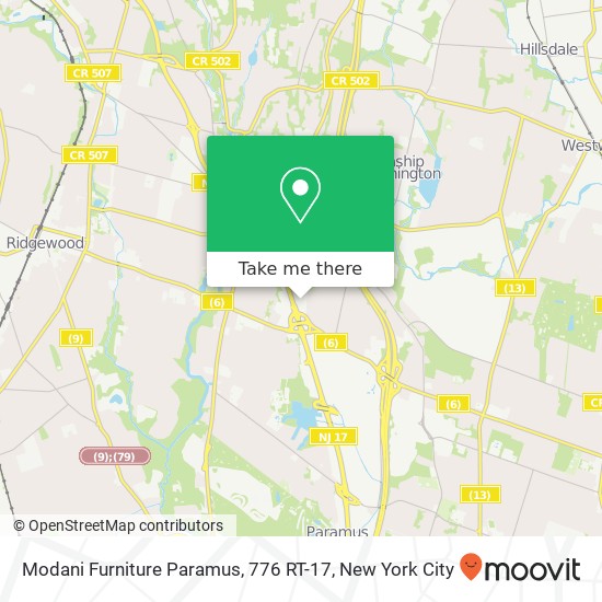 Mapa de Modani Furniture Paramus, 776 RT-17
