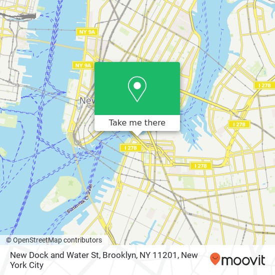 Mapa de New Dock and Water St, Brooklyn, NY 11201