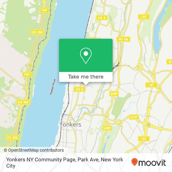 Yonkers NY Community Page, Park Ave map