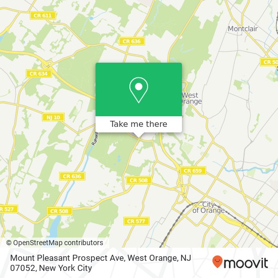 Mapa de Mount Pleasant Prospect Ave, West Orange, NJ 07052