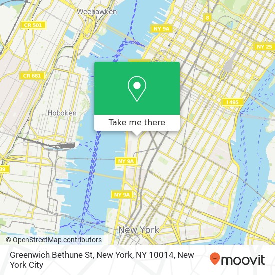 Greenwich Bethune St, New York, NY 10014 map