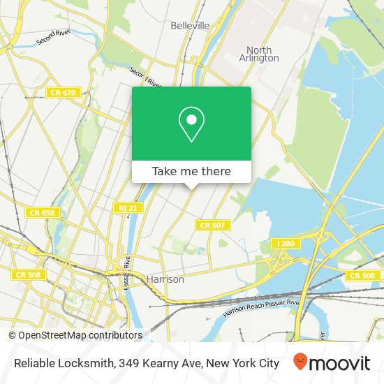 Mapa de Reliable Locksmith, 349 Kearny Ave