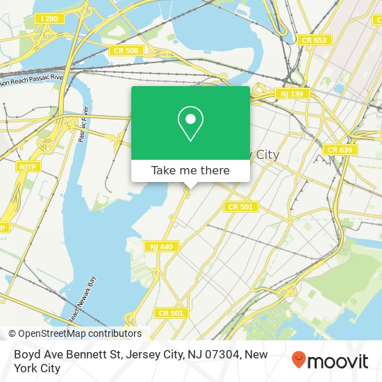 Mapa de Boyd Ave Bennett St, Jersey City, NJ 07304