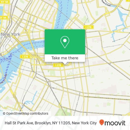 Mapa de Hall St Park Ave, Brooklyn, NY 11205