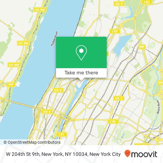 Mapa de W 204th St 9th, New York, NY 10034