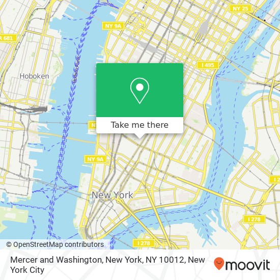 Mercer and Washington, New York, NY 10012 map