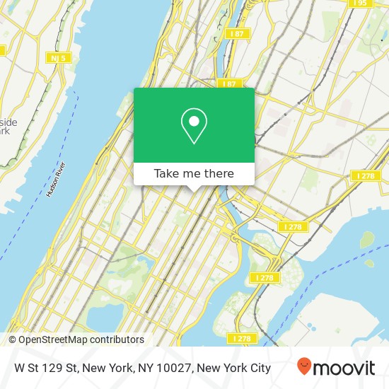 Mapa de W St 129 St, New York, NY 10027