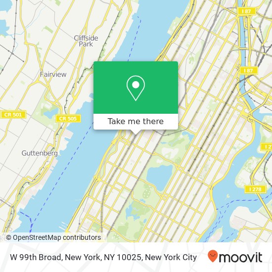 Mapa de W 99th Broad, New York, NY 10025