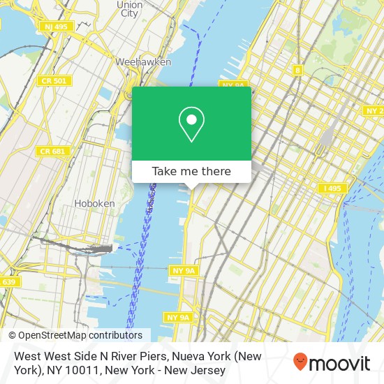 Mapa de West West Side N River Piers, Nueva York (New York), NY 10011