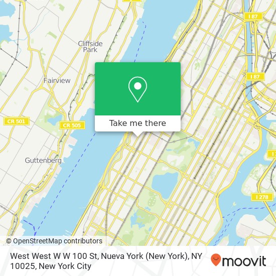 Mapa de West West W W 100 St, Nueva York (New York), NY 10025