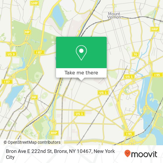 Mapa de Bron Ave E 222nd St, Bronx, NY 10467